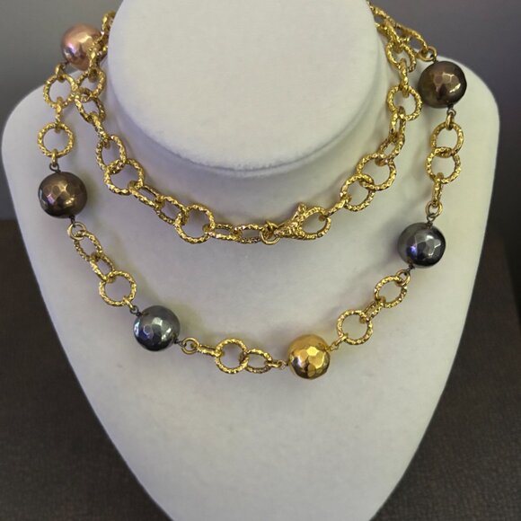 B Italy Gold Tone Link Necklace - Picture 12 of 14